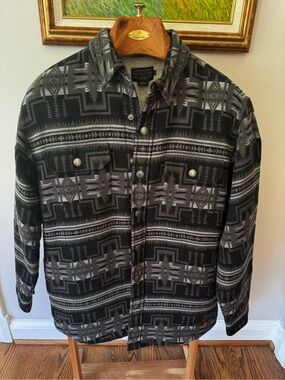 Pendleton Gray & Black Geometric Patterned Shirt Jacket